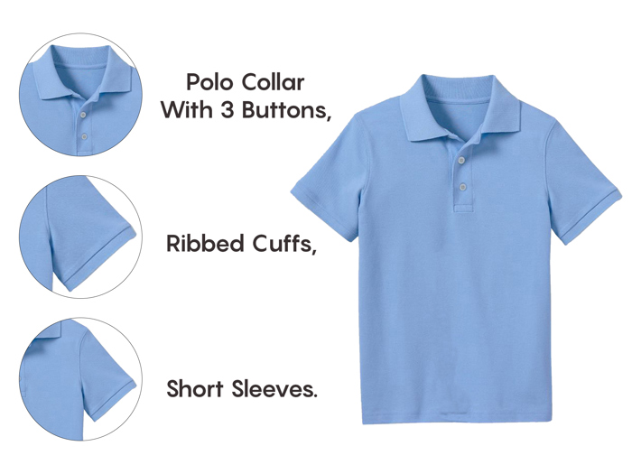 5-Pack School Uniform Tagless Polo Tshirt for Little Boys & Big Boys